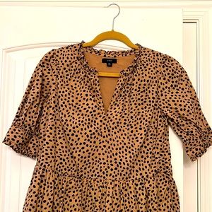 J. Crew Ruffle Dress Cotton Chic Classy Animal Print Tiered Mini Comfortable
